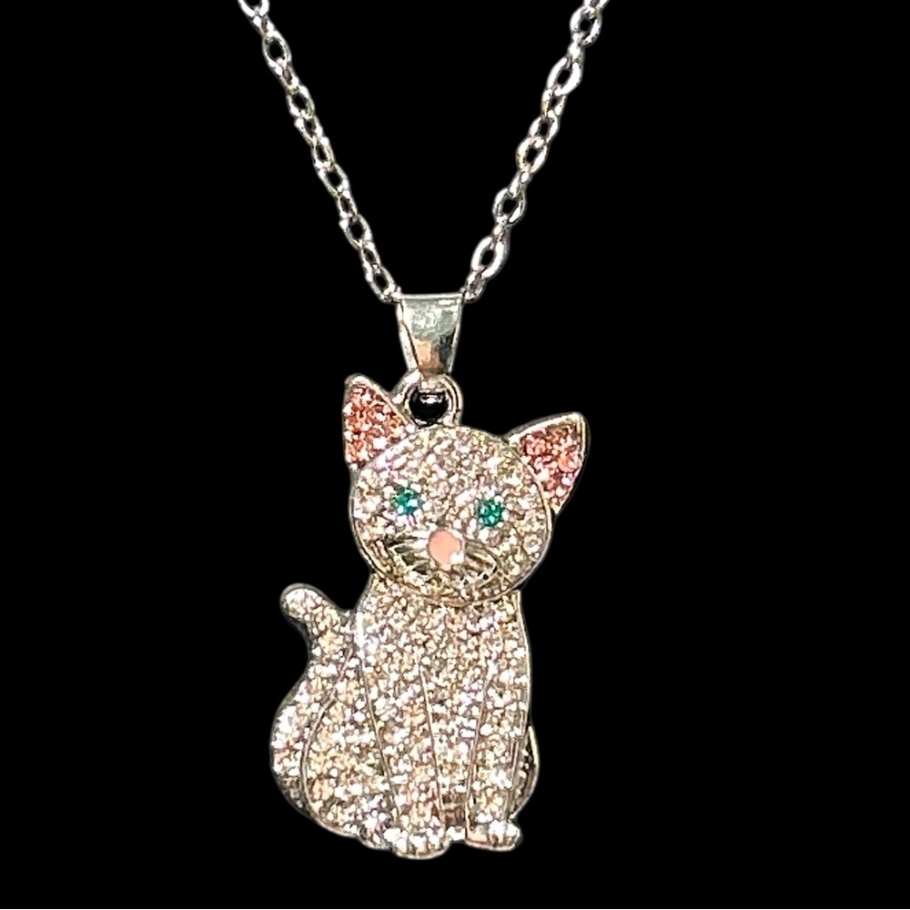 Sparkling Cat Pendant Necklace #65